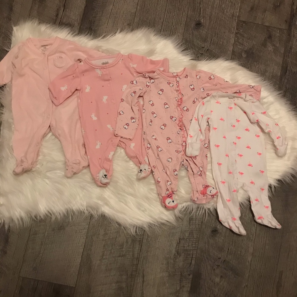 Bundle of newborn footed sleepers / footed pajamas